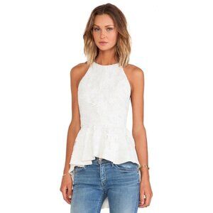 STYLESTALKER Revolve San Fran Peplum Camo Top in White Floral Lace Womens Small